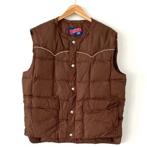 VTG 70s Brown Down Puffer Vest Padded Gilet Marty McFly of Back to the Future